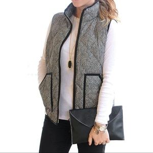 J. Crew Black and White Quilted Down Puffer Vest - Size Medium